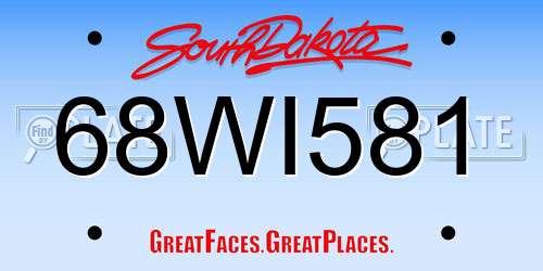 68WI581 South Dakota License Plate