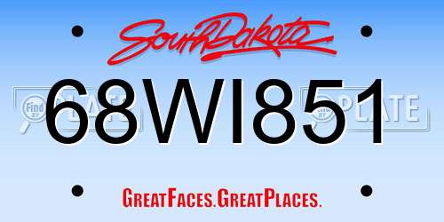68WI851 South Dakota License Plate