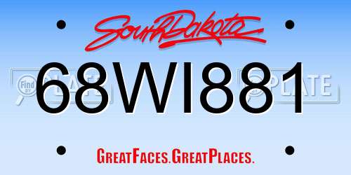 68WI881 South Dakota License Plate