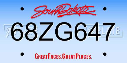 68ZG647 South Dakota License Plate