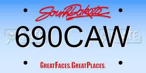 690CAW South Dakota License Plate