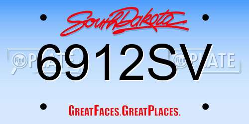 6912SV South Dakota License Plate