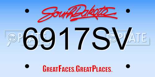 6917SV South Dakota License Plate