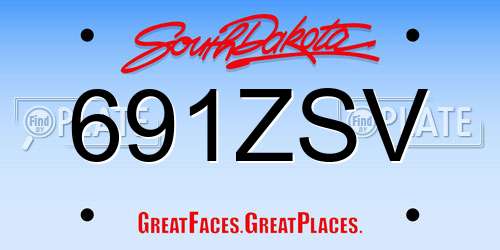 691ZSV South Dakota License Plate