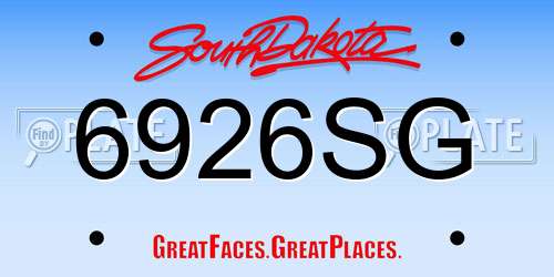 6926SG South Dakota License Plate