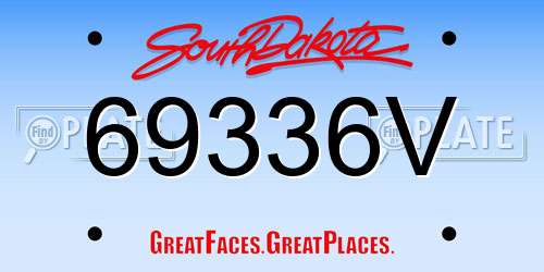 69336V South Dakota License Plate