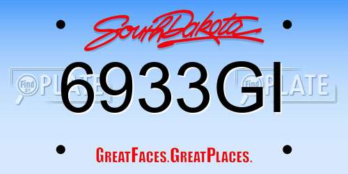 6933GI South Dakota License Plate
