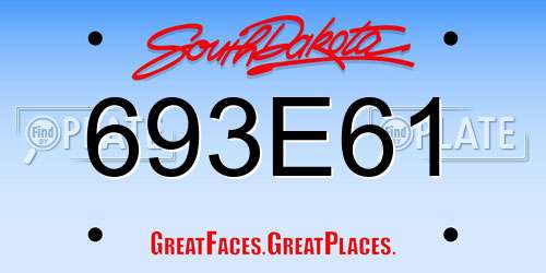 693E61 South Dakota License Plate