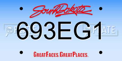 693EG1 South Dakota License Plate