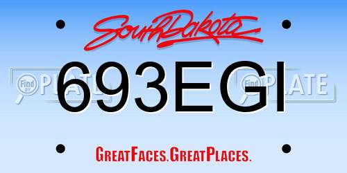 693EGI South Dakota License Plate