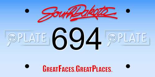 694 South Dakota License Plate