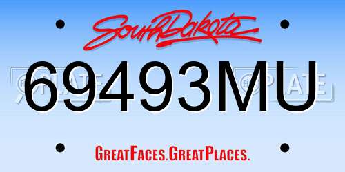 69493MU South Dakota License Plate
