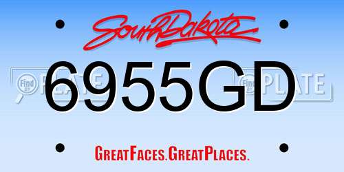 6955GD South Dakota License Plate