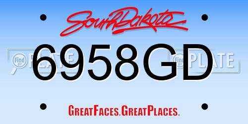 6958GD South Dakota License Plate