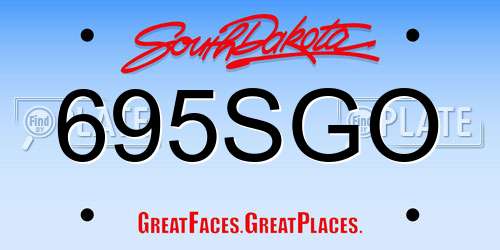 695SGO South Dakota License Plate
