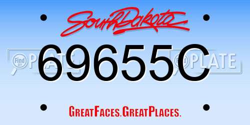 69655C South Dakota License Plate