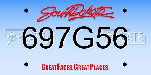 697G56 South Dakota License Plate