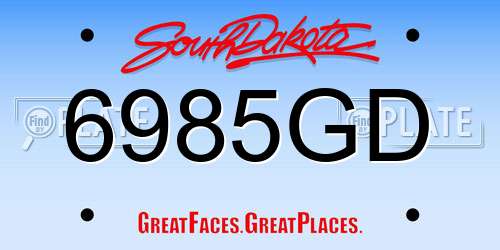 6985GD South Dakota License Plate