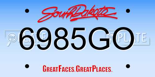 6985GO South Dakota License Plate