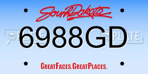 6988GD South Dakota License Plate