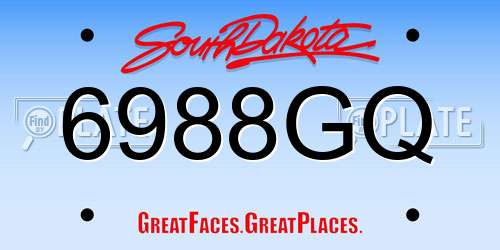 6988GQ South Dakota License Plate
