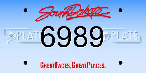 6989 South Dakota License Plate
