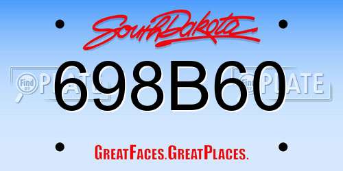 698B60 South Dakota License Plate