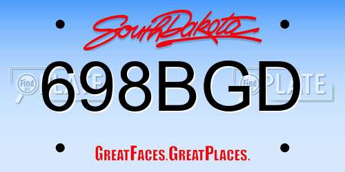 698BGD South Dakota License Plate