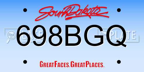 698BGQ South Dakota License Plate