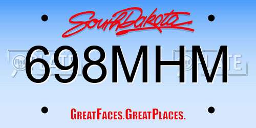 698MHM South Dakota License Plate