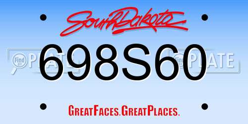 698S60 South Dakota License Plate