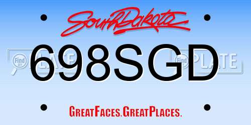 698SGD South Dakota License Plate