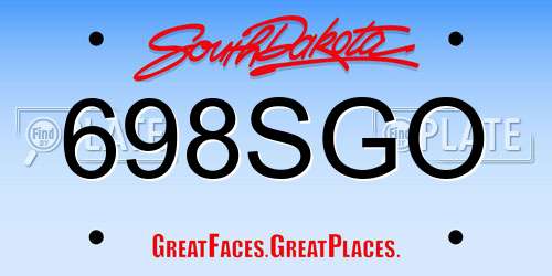 698SGO South Dakota License Plate