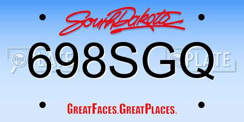698SGQ South Dakota License Plate