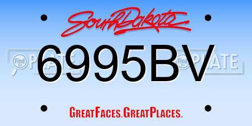 6995BV South Dakota License Plate