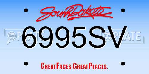 6995SV South Dakota License Plate