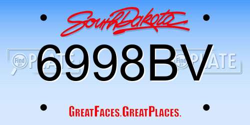 6998BV South Dakota License Plate