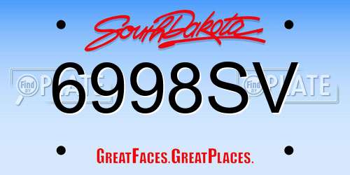 6998SV South Dakota License Plate