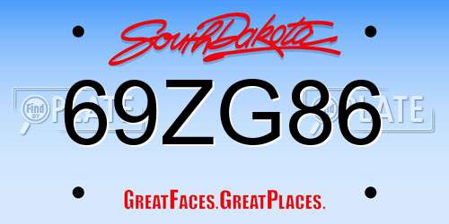 69ZG86 South Dakota License Plate