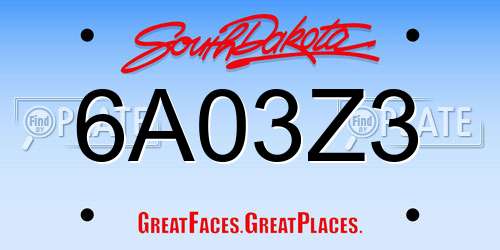 6A03Z3 South Dakota License Plate
