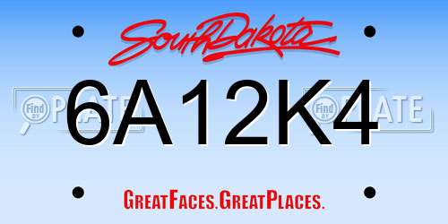 6A12K4 South Dakota License Plate