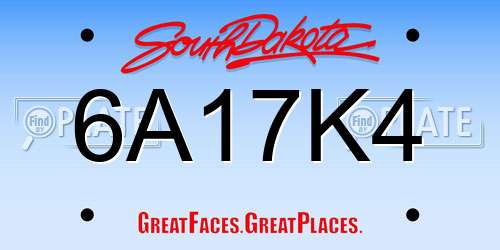 6A17K4 South Dakota License Plate