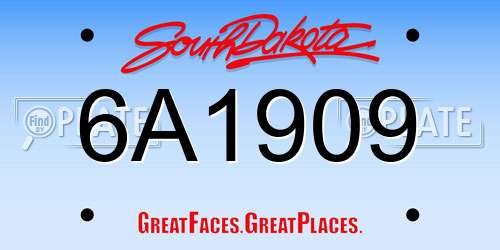 6A1909 South Dakota License Plate
