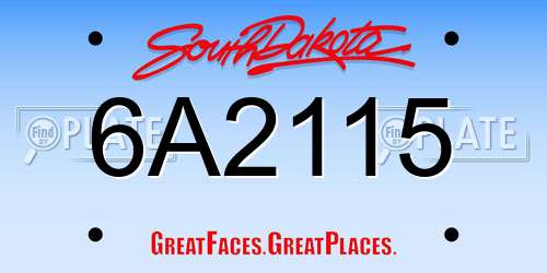 6A2115 South Dakota License Plate