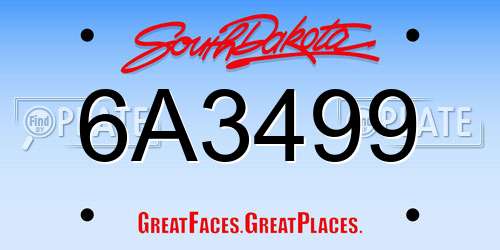 6A3499 South Dakota License Plate