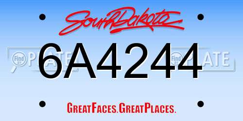 6A4244 South Dakota License Plate