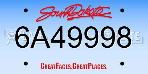 6A49998 South Dakota License Plate