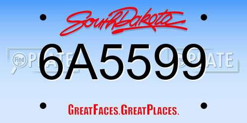 6A5599 South Dakota License Plate
