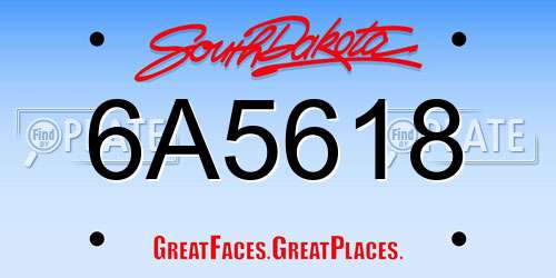 6A5618 South Dakota License Plate