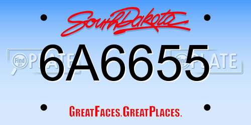 6A6655 South Dakota License Plate